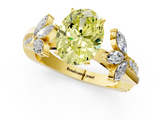 Yellow gold Fancy Yellow Oval  Diamond Floral Vine Solitaire Engagement Ring_4