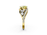 Yellow gold Fancy Yellow Oval  Diamond Halo Ring with Marquise and Pavé Band in Prong Setting_73