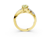 Yellow gold Fancy Yellow Oval  Diamond Halo Ring with Marquise and Pavé Band in Prong Setting_74