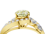 Yellow gold Fancy Yellow Oval  Diamond Halo Ring with Marquise and Pavé Band in Prong Setting_75