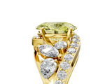 Yellow gold Fancy Yellow Oval  Diamond Halo Ring with Marquise and Pavé Band in Prong Setting_76