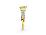 Yellow gold Fancy Yellow Oval  Diamond Pavé Band Solitaire Ring with Four-Prong Setting_51