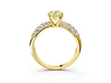 Yellow gold Fancy Yellow Oval  Diamond Pavé Band Solitaire Ring with Four-Prong Setting_52