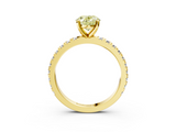 Yellow gold Fancy Yellow Oval  Diamond Pavé Band Solitaire with Four-Prong Setting_208