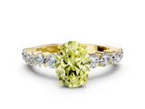 Yellow gold Fancy Yellow Oval  Diamond Pavé Band Solitaire with Four-Prong Setting_3