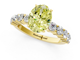 Yellow gold Fancy Yellow Oval  Diamond Pavé Band Solitaire with Four-Prong Setting_4