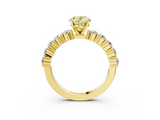 Yellow gold Fancy Yellow Oval  Diamond Pavé Band Solitaire with Four-Prong Setting_6