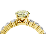 Yellow gold Fancy Yellow Oval  Diamond Pavé Band Solitaire with Four-Prong Setting_7