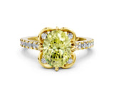 Yellow gold Fancy Yellow Oval  Diamond Pave Band with Floral Prong Setting_27