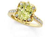 Yellow gold Fancy Yellow Oval  Diamond Pave Band with Floral Prong Setting_28