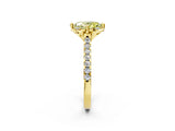 Yellow gold Fancy Yellow Oval  Diamond Pave Band with Floral Prong Setting_29