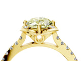 Yellow gold Fancy Yellow Oval  Diamond Pave Band with Floral Prong Setting_31