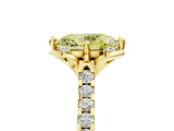Yellow gold Fancy Yellow Oval  Diamond Pave Band with Floral Prong Setting_32
