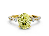Yellow gold Fancy Yellow Oval  Diamond Prong Set Engagement Ring with Pave Band_200