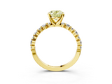 Yellow gold Fancy Yellow Oval  Diamond Prong Set Engagement Ring with Pave Band_203