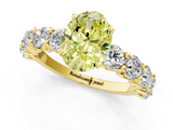 Yellow gold Fancy Yellow Oval  Diamond Prong Setting with Side Stones on a Pave Band_134