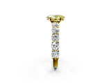 Yellow gold Fancy Yellow Oval  Diamond Prong Setting with Side Stones on a Pave Band_135