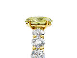 Yellow gold Fancy Yellow Oval  Diamond Prong Setting with Side Stones on a Pave Band_138