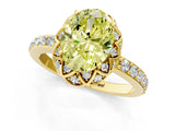 Yellow gold Fancy Yellow Oval  Diamond Solitaire Ring with Shared Prong Pavé Band_67