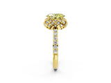 Yellow gold Fancy Yellow Oval  Diamond Solitaire Ring with Shared Prong Pavé Band_68