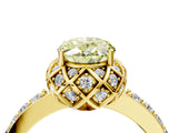 Yellow gold Fancy Yellow Oval  Diamond Solitaire Ring with Shared Prong Pavé Band_70
