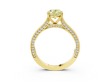 Yellow gold Fancy Yellow Oval  Diamond Solitaire with Pave Band and Six-Prong Setting_23