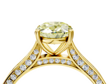 Yellow gold Fancy Yellow Oval  Diamond Solitaire with Pave Band and Six-Prong Setting_24