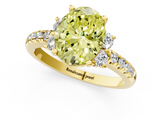 Yellow gold Fancy Yellow Oval  Diamond Three-Stone Pave Band with Four-Prong Setting_21