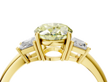 Yellow gold Fancy Yellow Oval  Diamond Three-Stone Ring with Trapezoid Side Stones and Prong Setting_20