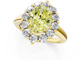 Yellow gold Fancy Yellow Oval  Halo Cluster Diamond Engagement Ring with Prong Setting and Polished Band_100