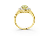 Yellow gold Fancy Yellow Oval  Halo Cluster Diamond Engagement Ring with Prong Setting and Polished Band_102