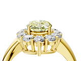 Yellow gold Fancy Yellow Oval  Halo Cluster Diamond Engagement Ring with Prong Setting and Polished Band_103