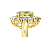 Yellow gold Fancy Yellow Oval  Halo Cluster Diamond Engagement Ring with Prong Setting and Polished Band_104