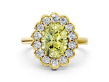 Yellow gold Fancy Yellow Oval  Halo Cluster Diamond Engagement Ring with Solitaire Band and Prong Setting_66