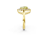 Yellow gold Fancy Yellow Oval  Halo Cluster Diamond Engagement Ring with Solitaire Band and Prong Setting_68