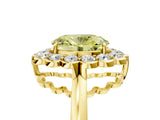 Yellow gold Fancy Yellow Oval  Halo Cluster Diamond Engagement Ring with Solitaire Band and Prong Setting_71