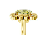 Yellow gold Fancy Yellow Oval  Halo Diamond Cluster Engagement Ring with Milgrain Bezel Setting and Solitaire Band_32
