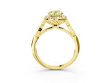 Yellow gold Fancy Yellow Oval  Halo Diamond Engagement Ring with Filigree Band and Four-Prong Setting_84