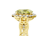 Yellow gold Fancy Yellow Oval  Halo Diamond Engagement Ring with Filigree Band and Four-Prong Setting_86