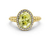 Yellow gold Fancy Yellow Oval  Halo Diamond Engagement Ring with Intricate Filigree Band and Four-Prong Setting_37