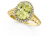 Yellow gold Fancy Yellow Oval  Halo Diamond Engagement Ring with Intricate Filigree Band and Four-Prong Setting_38