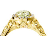 Yellow gold Fancy Yellow Oval  Halo Diamond Engagement Ring with Intricate Filigree Band and Four-Prong Setting_41