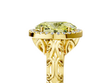 Yellow gold Fancy Yellow Oval  Halo Diamond Engagement Ring with Intricate Filigree Band and Four-Prong Setting_42