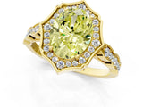 Yellow gold Fancy Yellow Oval  Halo Diamond Engagement Ring with Milgrain Band and Four-Prong Setting_55