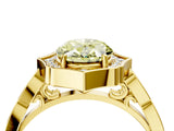 Yellow gold Fancy Yellow Oval  Halo Diamond Engagement Ring with Milgrain Band and Four-Prong Setting_58