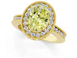 Yellow gold Fancy Yellow Oval  Halo Diamond Engagement Ring with Milgrain Pave Band and Four-Prong Setting_39