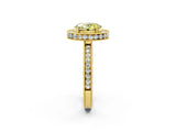 Yellow gold Fancy Yellow Oval  Halo Diamond Engagement Ring with Milgrain Pave Band and Four-Prong Setting_40