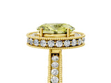 Yellow gold Fancy Yellow Oval  Halo Diamond Engagement Ring with Milgrain Pave Band and Four-Prong Setting_43