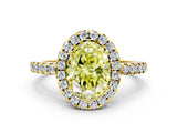 Yellow gold Fancy Yellow Oval  Halo Diamond Engagement Ring with Pavé Band and Four-Prong Setting_81