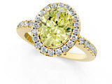 Yellow gold Fancy Yellow Oval  Halo Diamond Engagement Ring with Pavé Band and Four-Prong Setting_82